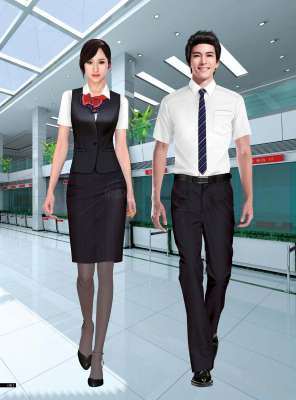 工服定制 高端物業(yè)工服男女士 白色短