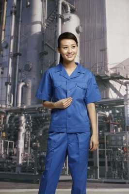 工服定制 耐磨工作服夏裝女士 藍色工