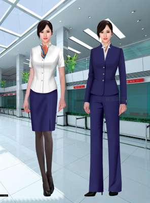 工服定制 高端物業(yè)工服女士 藏藍(lán)色春