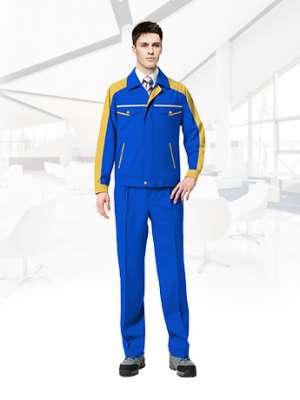 天藍色工作服男士春秋全棉耐磨工作服